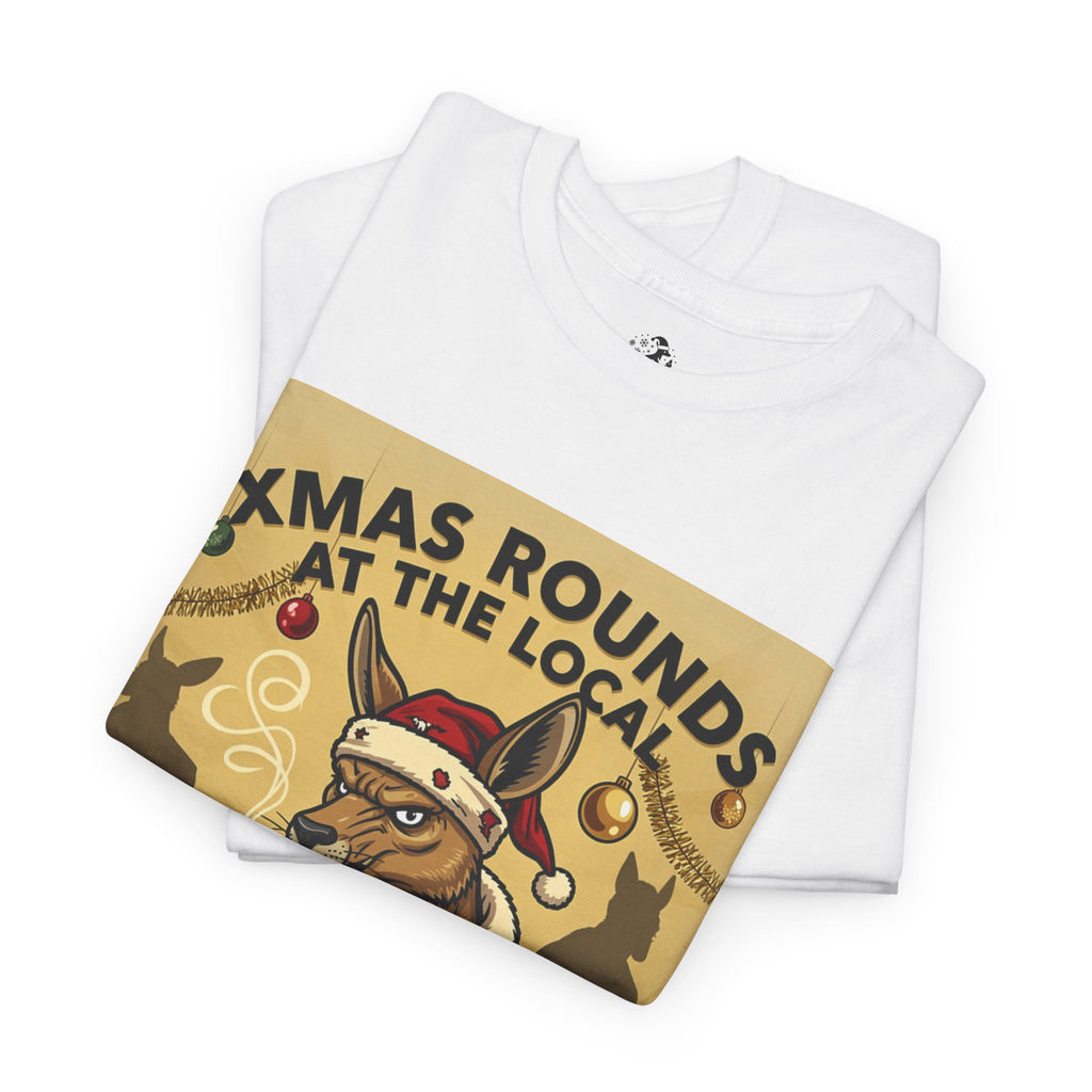 Christmas Pub Tee — "Xmas Rounds at the Local" Beer Santa T-Shirt
