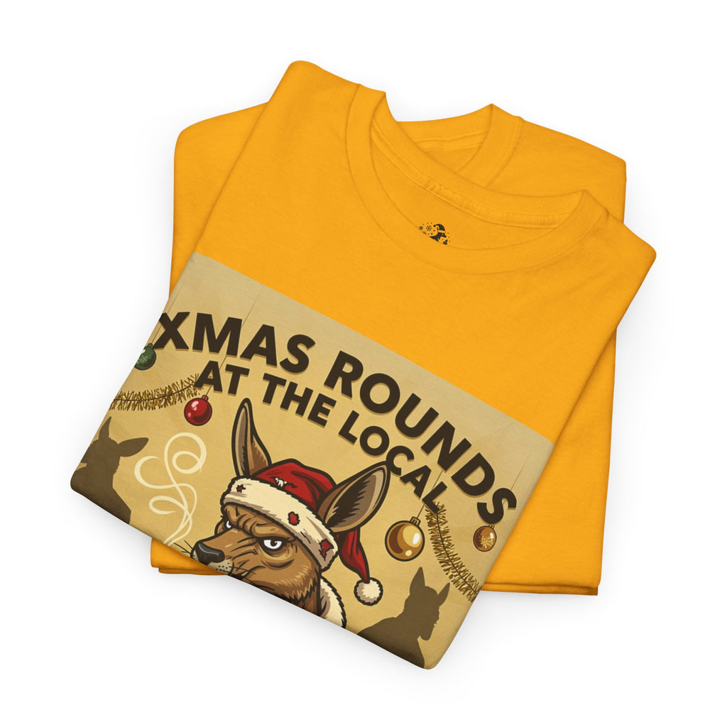 Christmas Pub Tee — "Xmas Rounds at the Local" Beer Santa T-Shirt