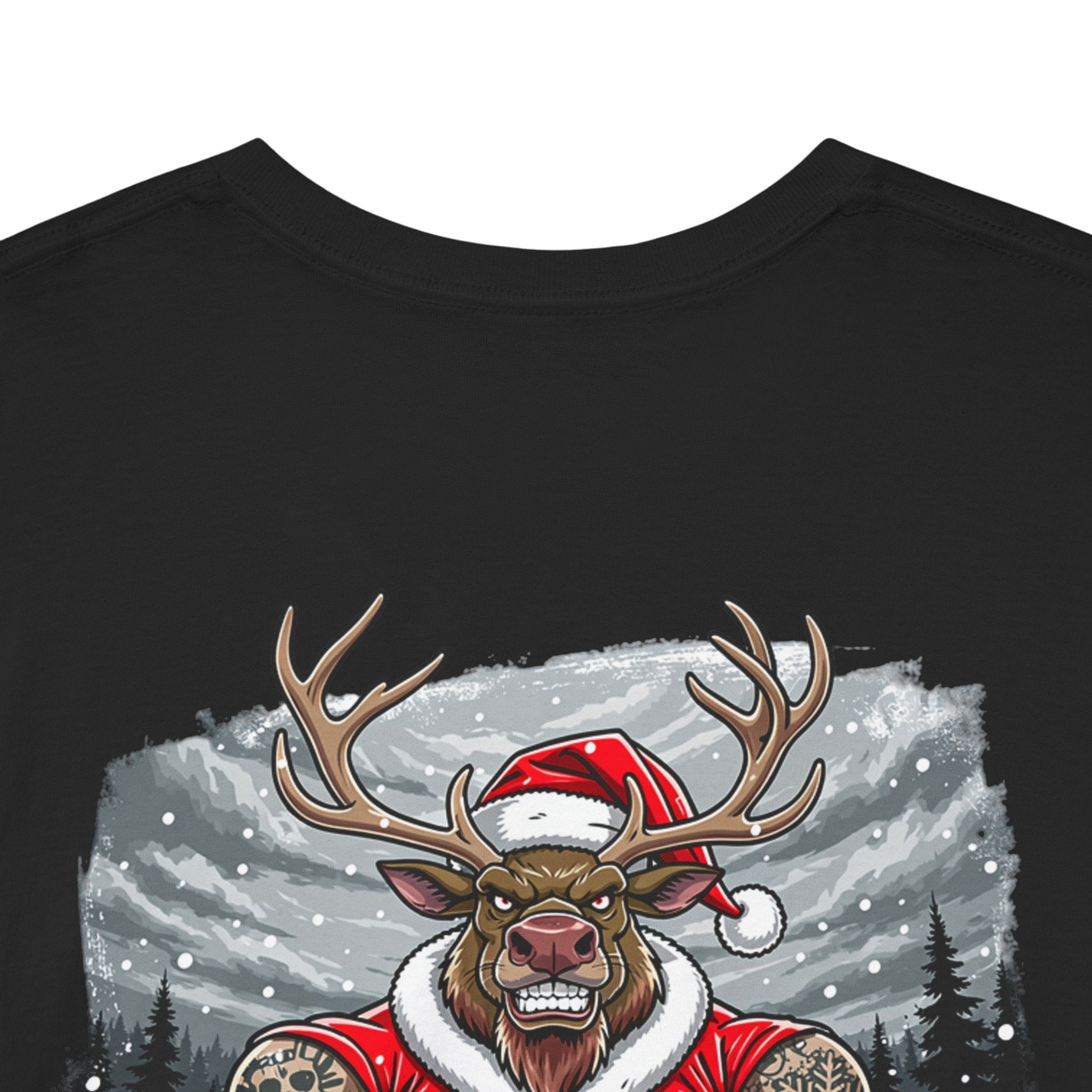Santa Reindeer Graphic Tee — 'MELBONE CHRISSY' Holiday Muscle