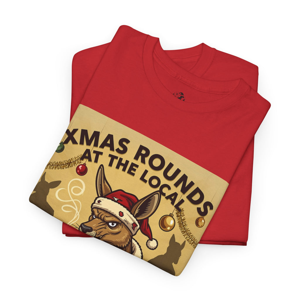 Christmas Pub Tee — "Xmas Rounds at the Local" Beer Santa T-Shirt