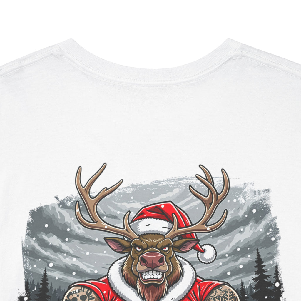 Santa Reindeer Graphic Tee — 'MELBONE CHRISSY' Holiday Muscle