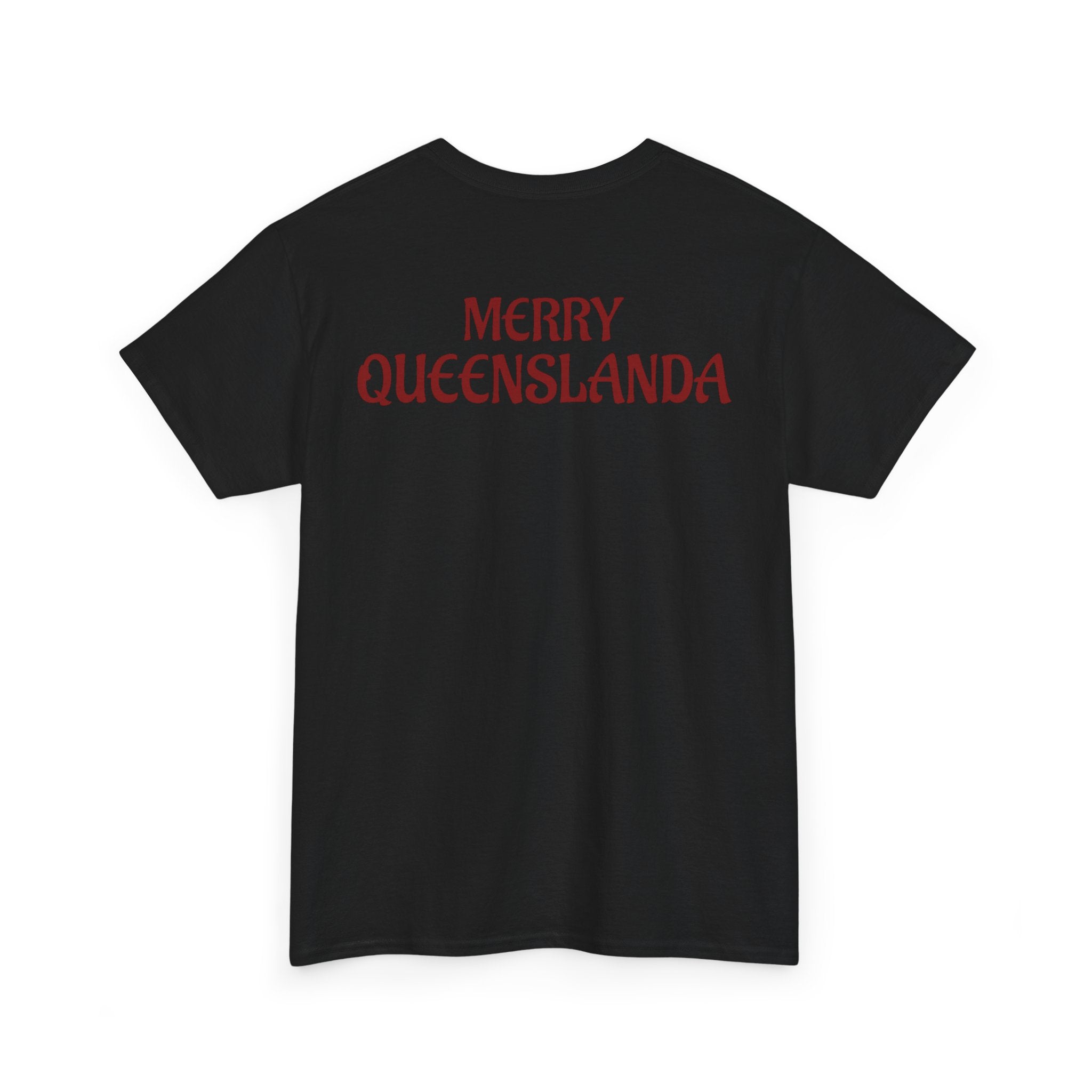 Muscular Santa Beer T‑Shirt — "Merry Queenslanda" Christmas Tee