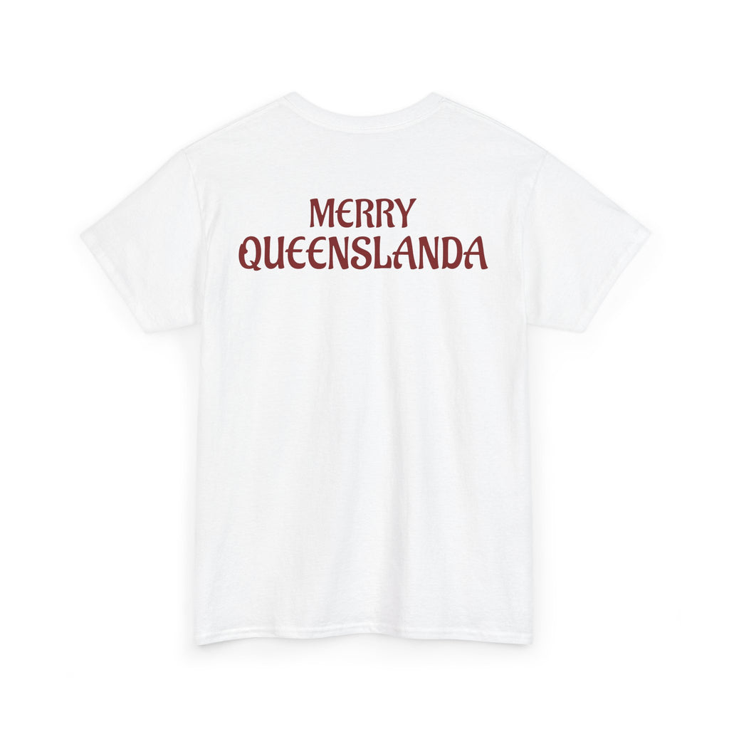 Muscular Santa Beer T‑Shirt — "Merry Queenslanda" Christmas Tee