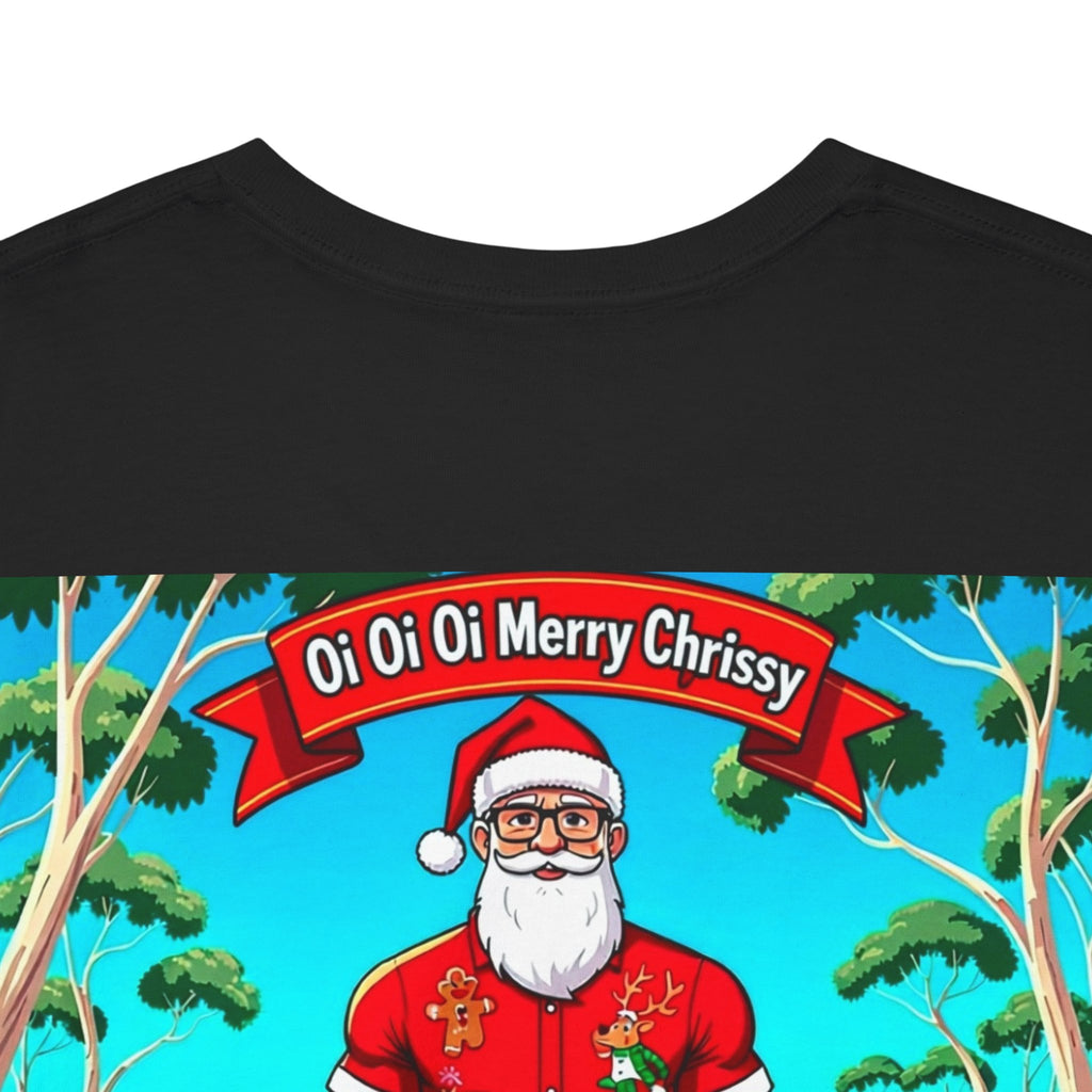 Santa on the Beach T‑Shirt — 'O Oh O Merry Christma' Retro Tropical Christmas Tee
