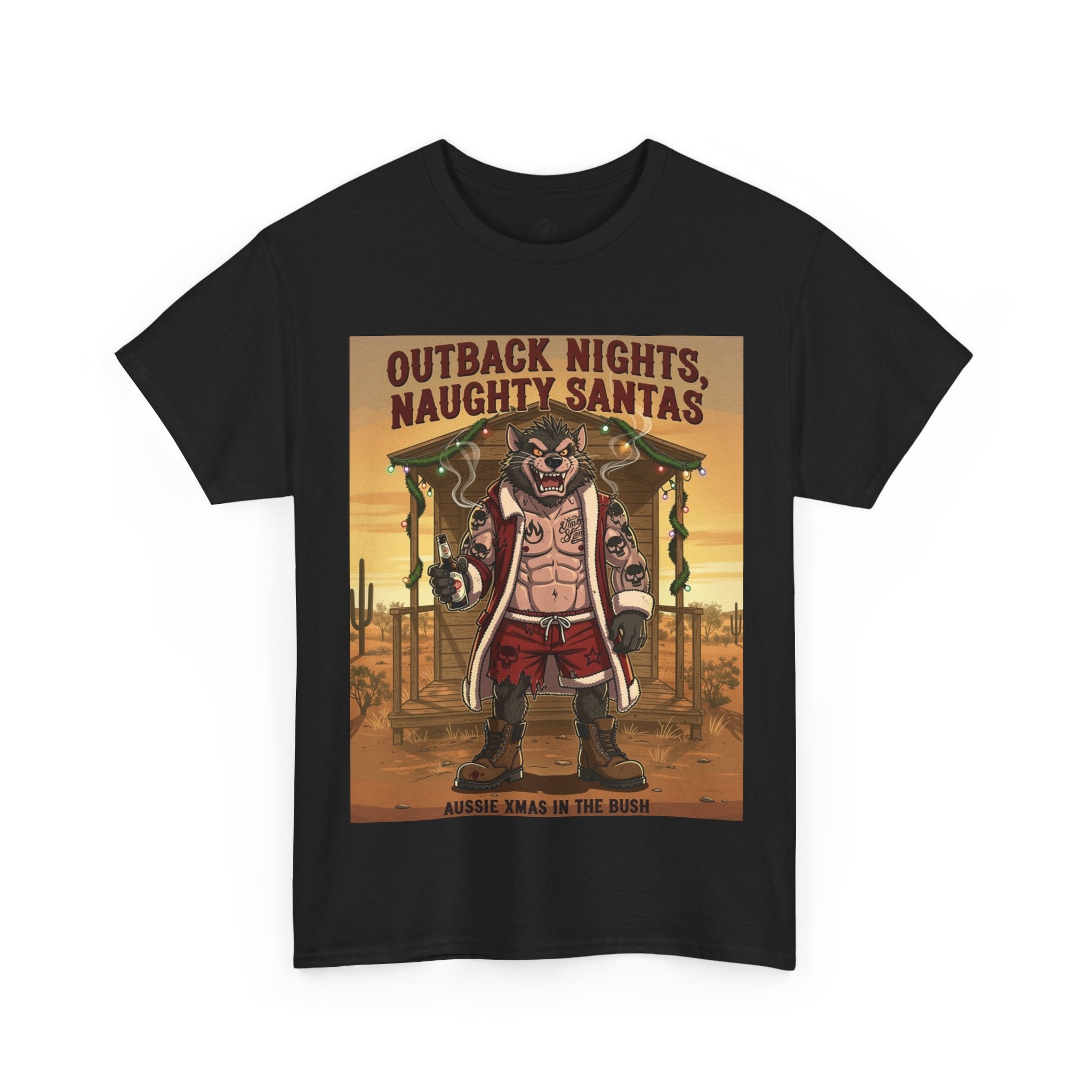 Outback Nights Naughty Santas — Funny Aussie Santa Christmas T-Shirt