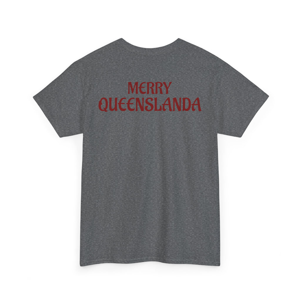 Muscular Santa Beer T‑Shirt — "Merry Queenslanda" Christmas Tee