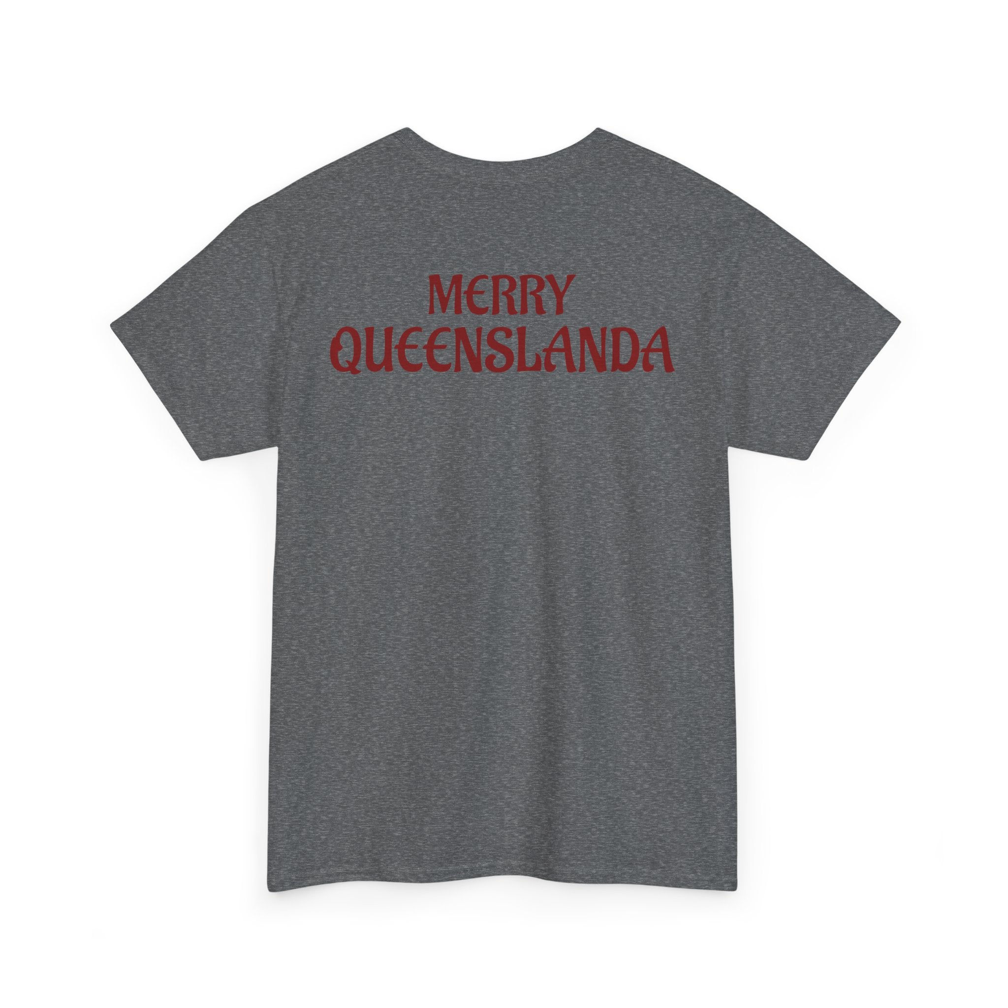 Muscular Santa Beer T‑Shirt — "Merry Queenslanda" Christmas Tee