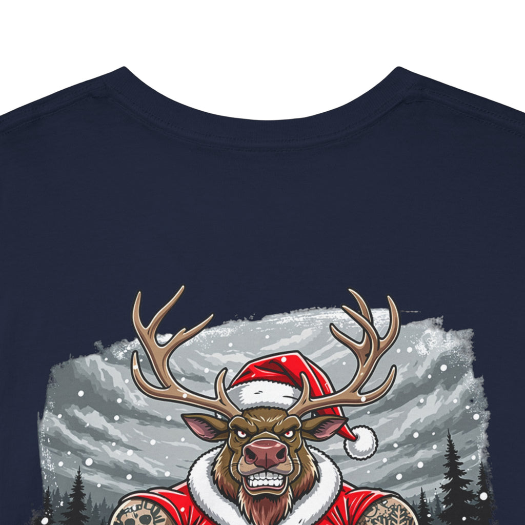 Santa Reindeer Graphic Tee — 'MELBONE CHRISSY' Holiday Muscle