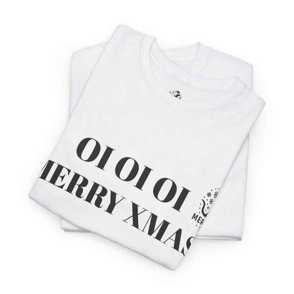 Santa Dog Graphic Tee — 'OI OI OI MERRY XMAS' Holiday T-Shirt