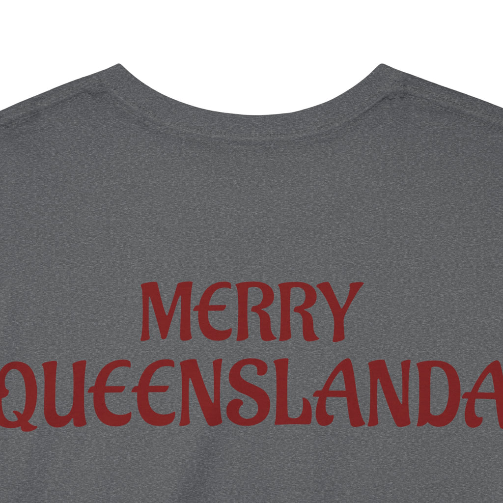 Muscular Santa Beer T‑Shirt — "Merry Queenslanda" Christmas Tee