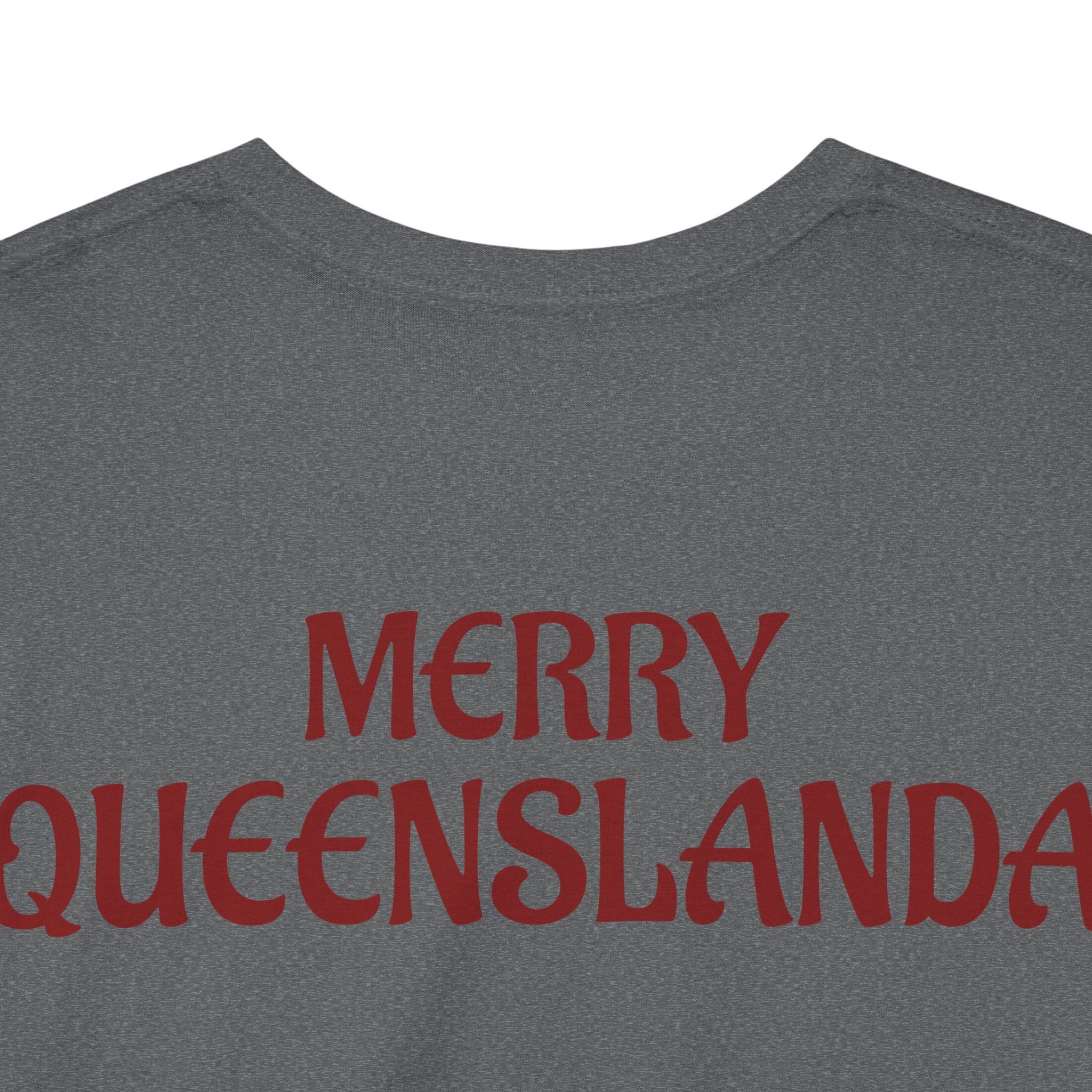 Muscular Santa Beer T‑Shirt — "Merry Queenslanda" Christmas Tee