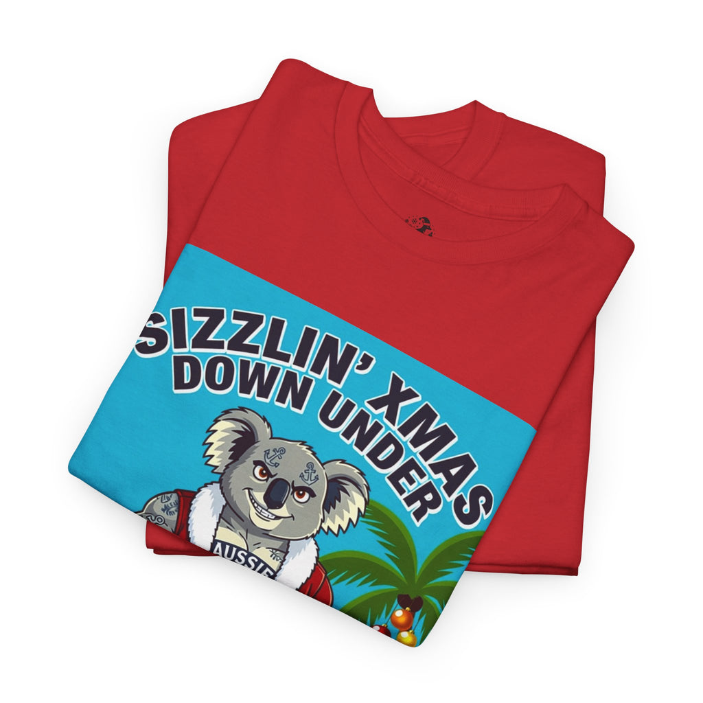 Sizzlin' Xmas Down Under Koala T-Shirt – Beachy Australian Christmas Tee (Beers, BBQs & Bush Santas)