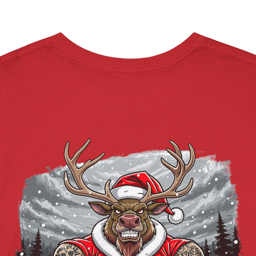 Santa Reindeer Graphic Tee — 'MELBONE CHRISSY' Holiday Muscle