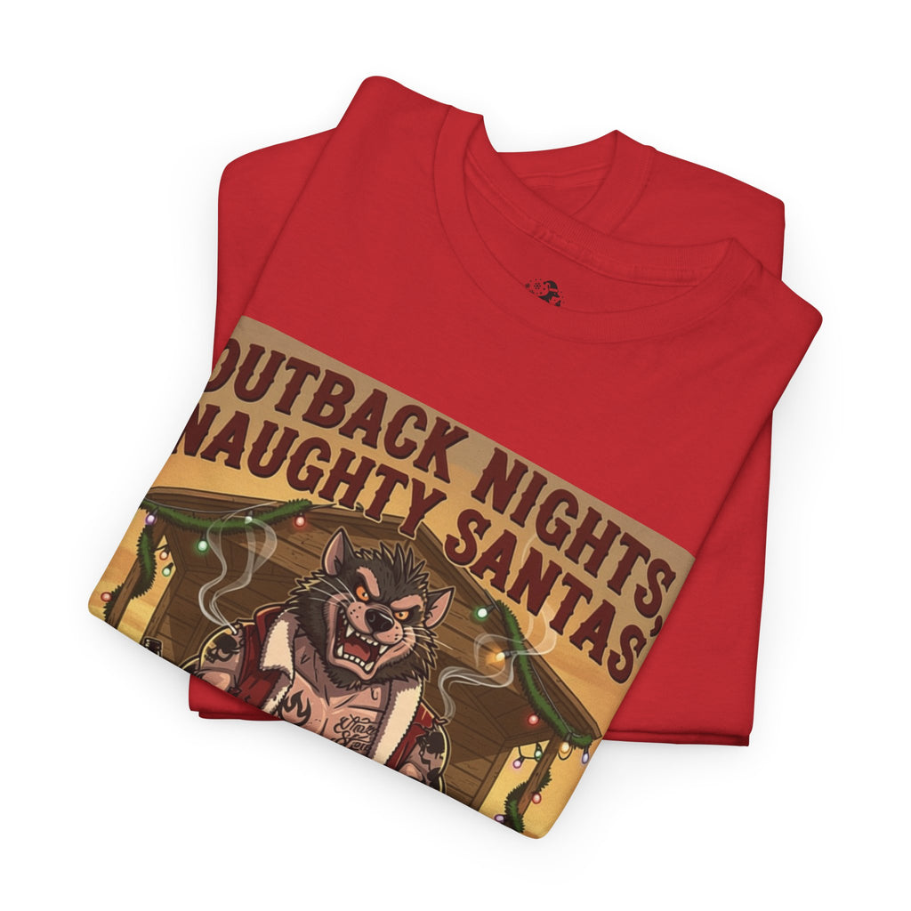 Outback Nights Naughty Santas — Funny Aussie Santa Christmas T-Shirt