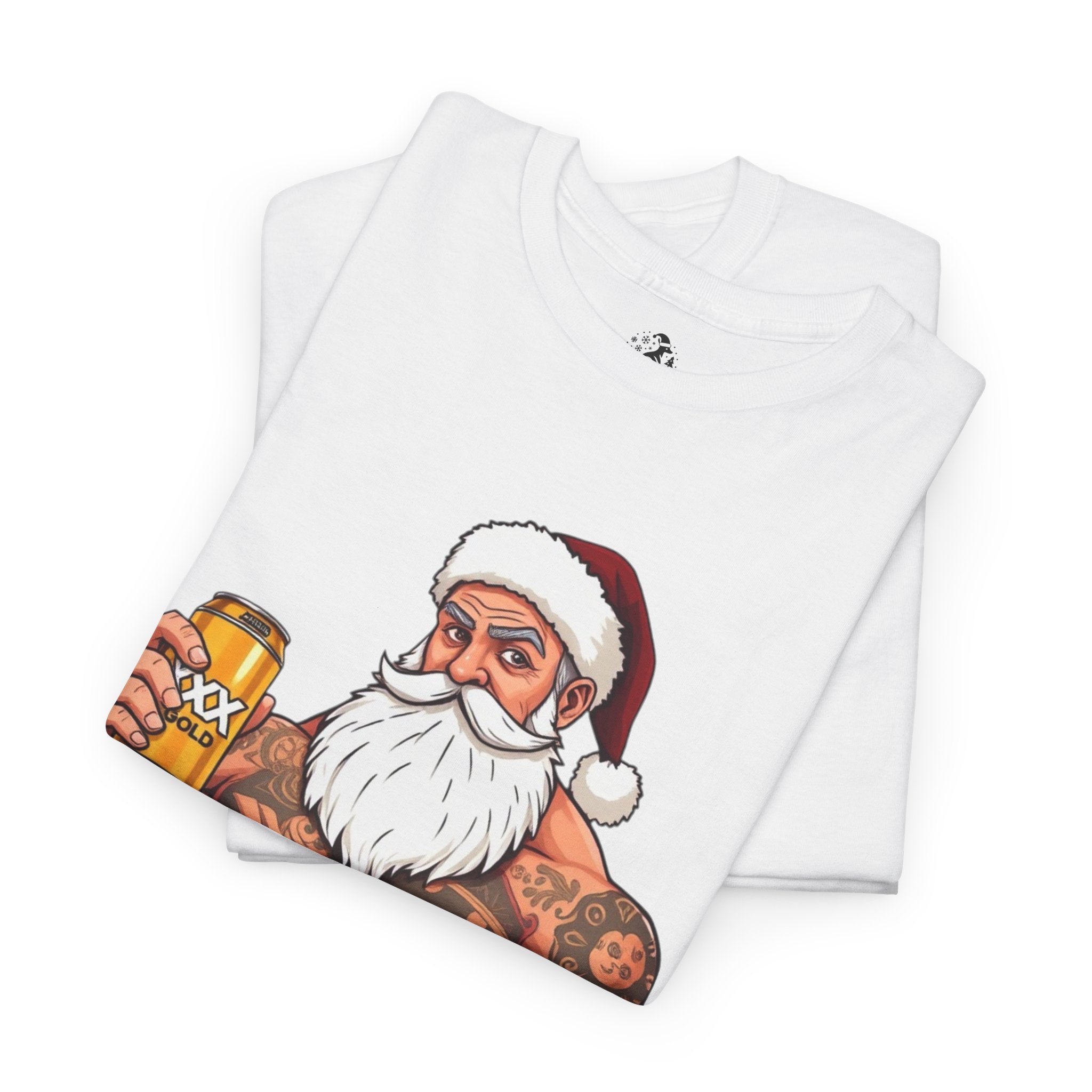 Muscular Santa Beer T‑Shirt — "Merry Queenslanda" Christmas Tee