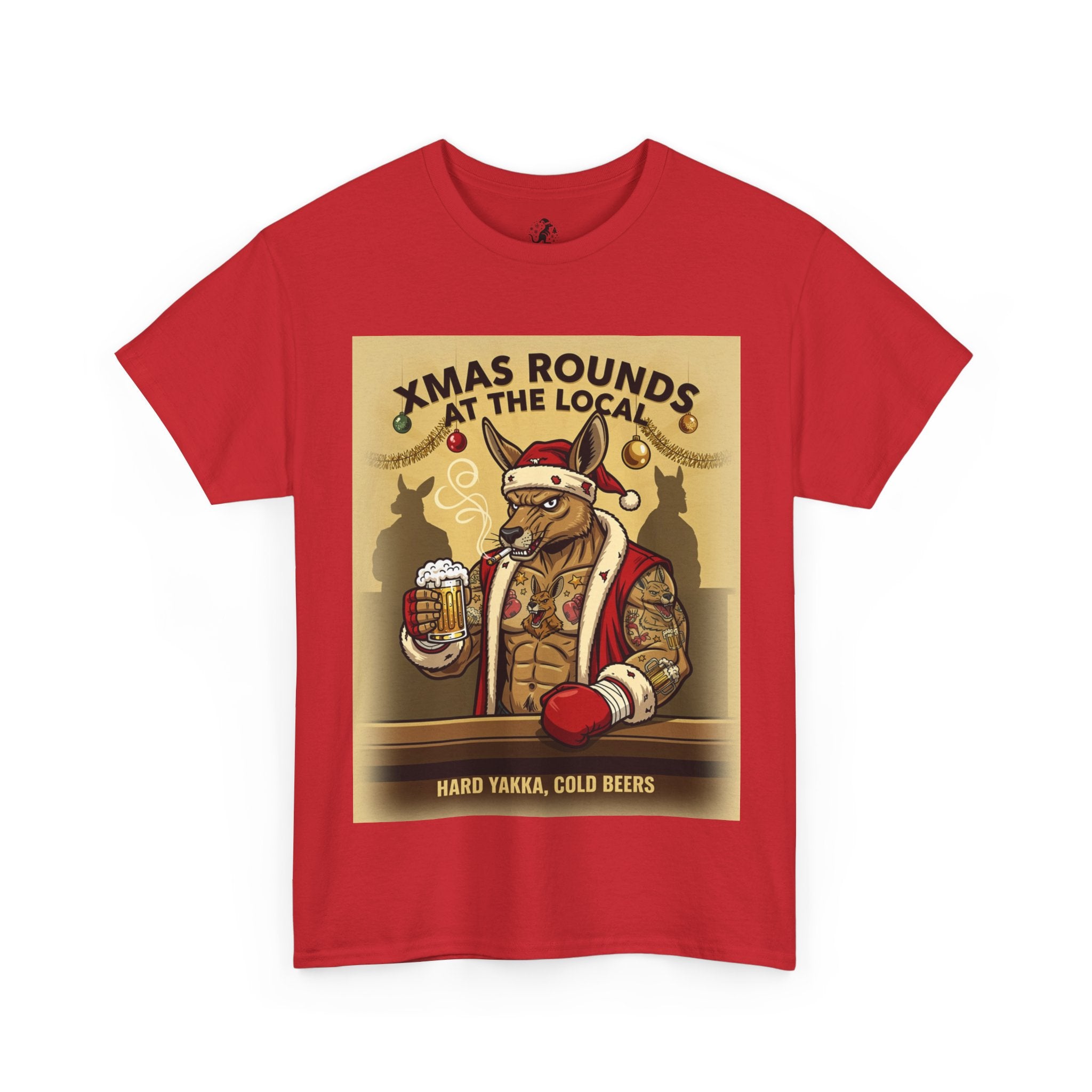 Christmas Pub Tee — "Xmas Rounds at the Local" Beer Santa T-Shirt
