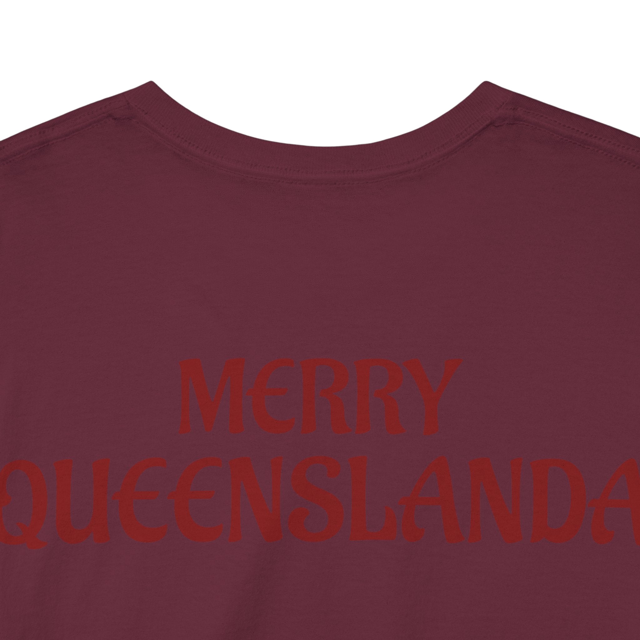 Muscular Santa Beer T‑Shirt — "Merry Queenslanda" Christmas Tee