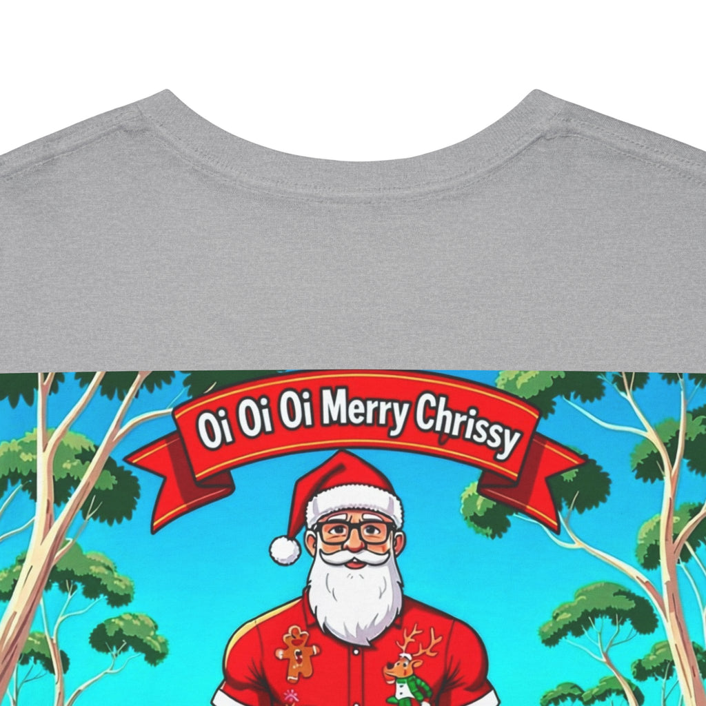 Santa on the Beach T‑Shirt — 'O Oh O Merry Christma' Retro Tropical Christmas Tee