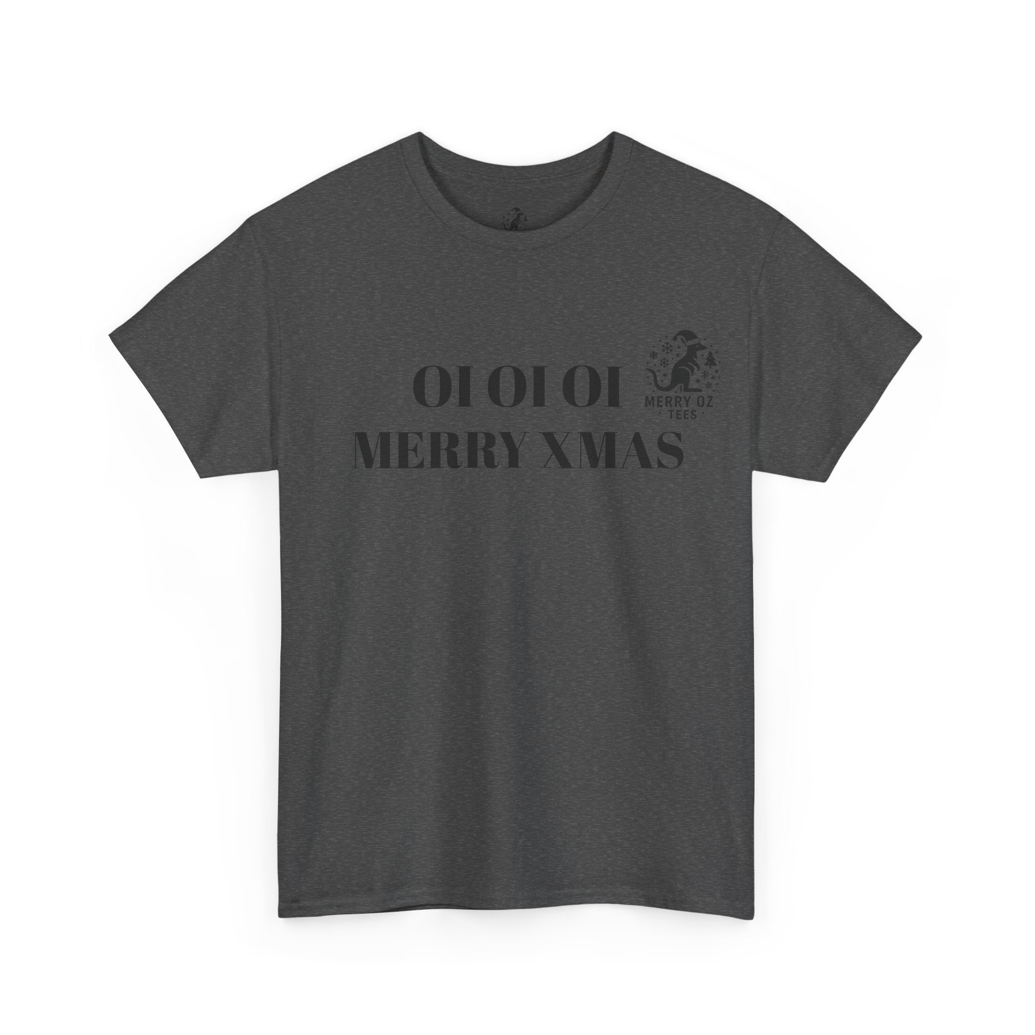Santa Dog Graphic Tee — 'OI OI OI MERRY XMAS' Holiday T-Shirt