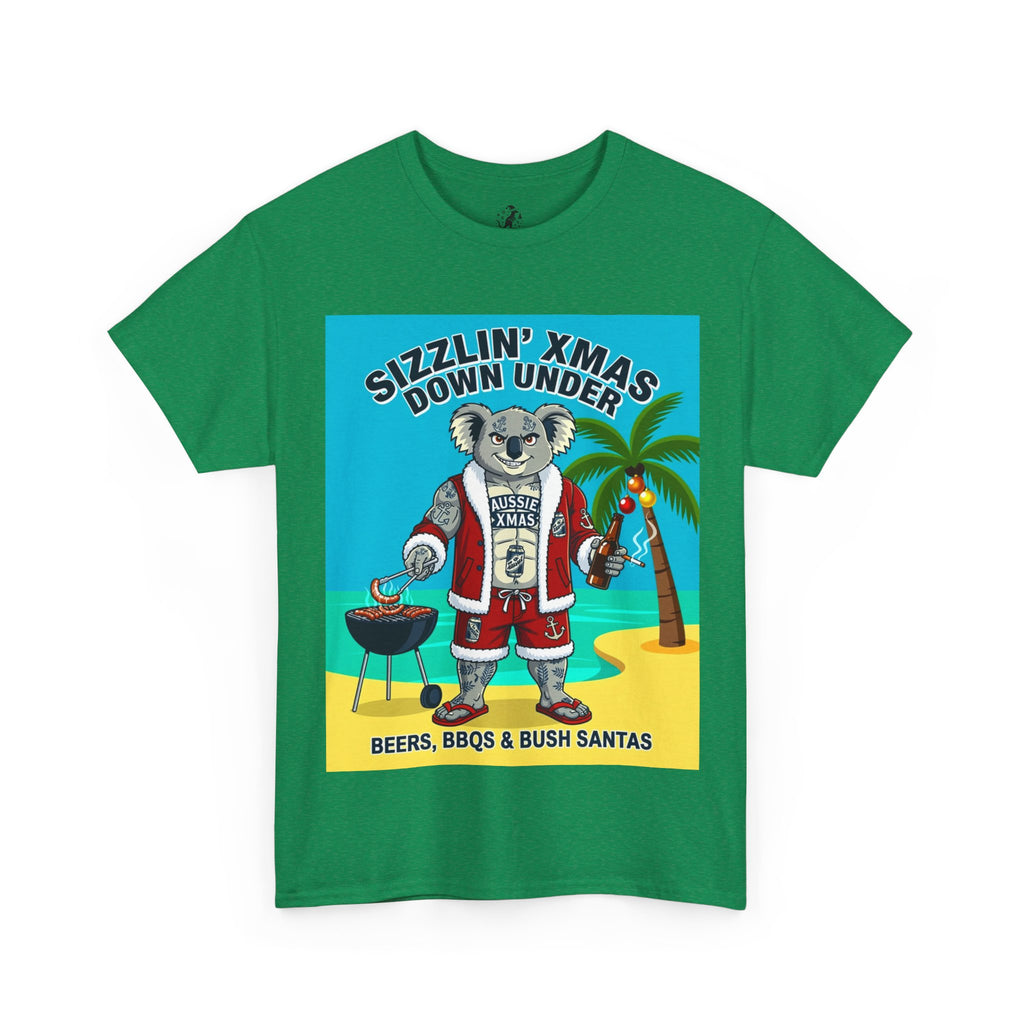 Sizzlin' Xmas Down Under Koala T-Shirt – Beachy Australian Christmas Tee (Beers, BBQs & Bush Santas)