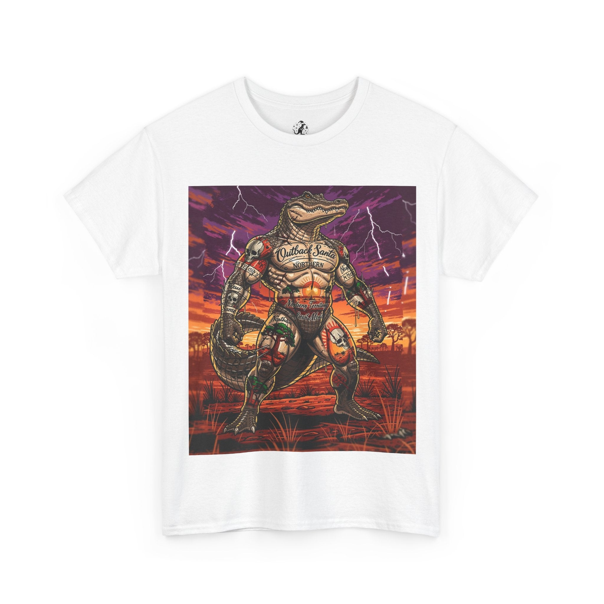 Crocodile Warrior from the N.T Graphic Tee — Retro Sunset Monster