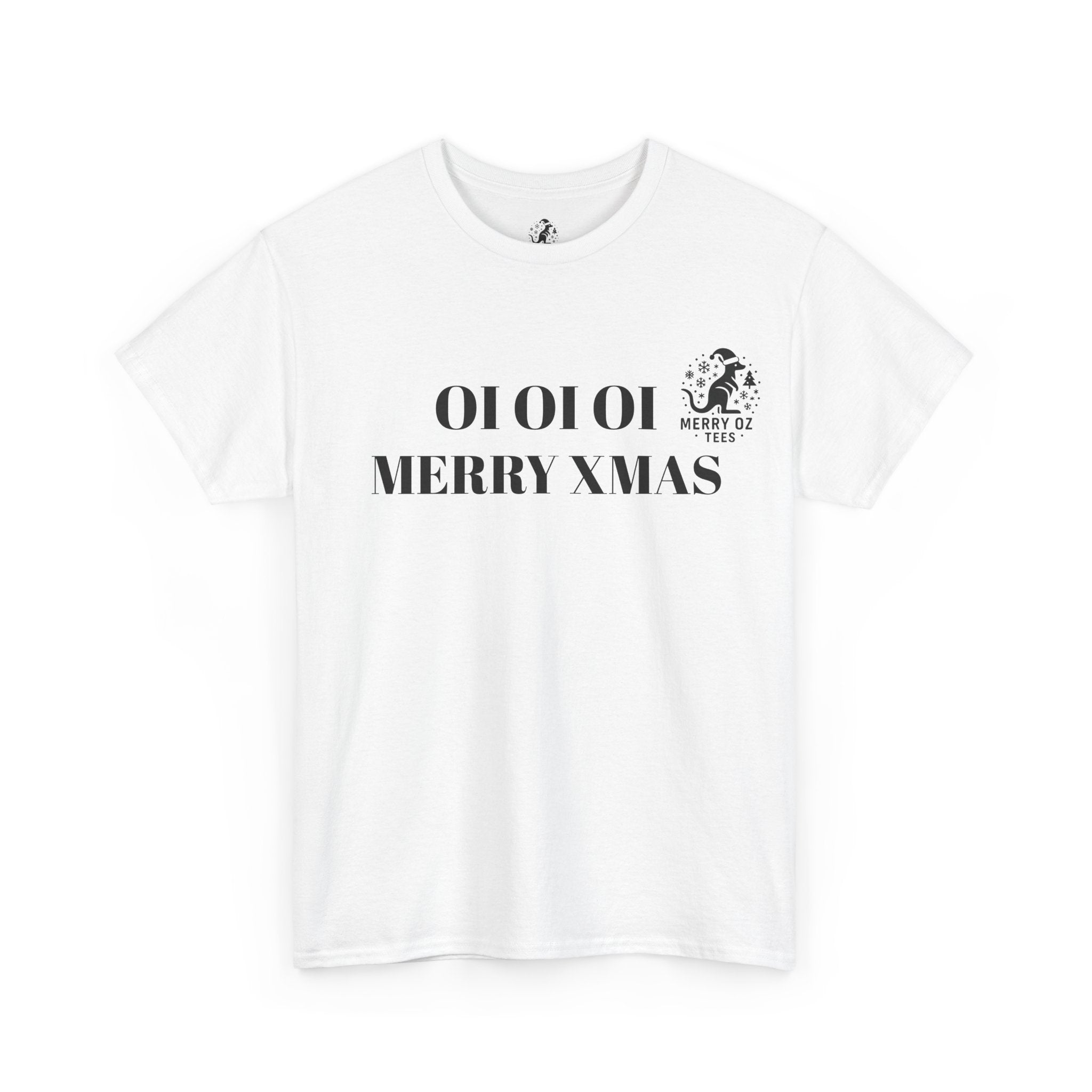 Santa Dog Graphic Tee — 'OI OI OI MERRY XMAS' Holiday T-Shirt