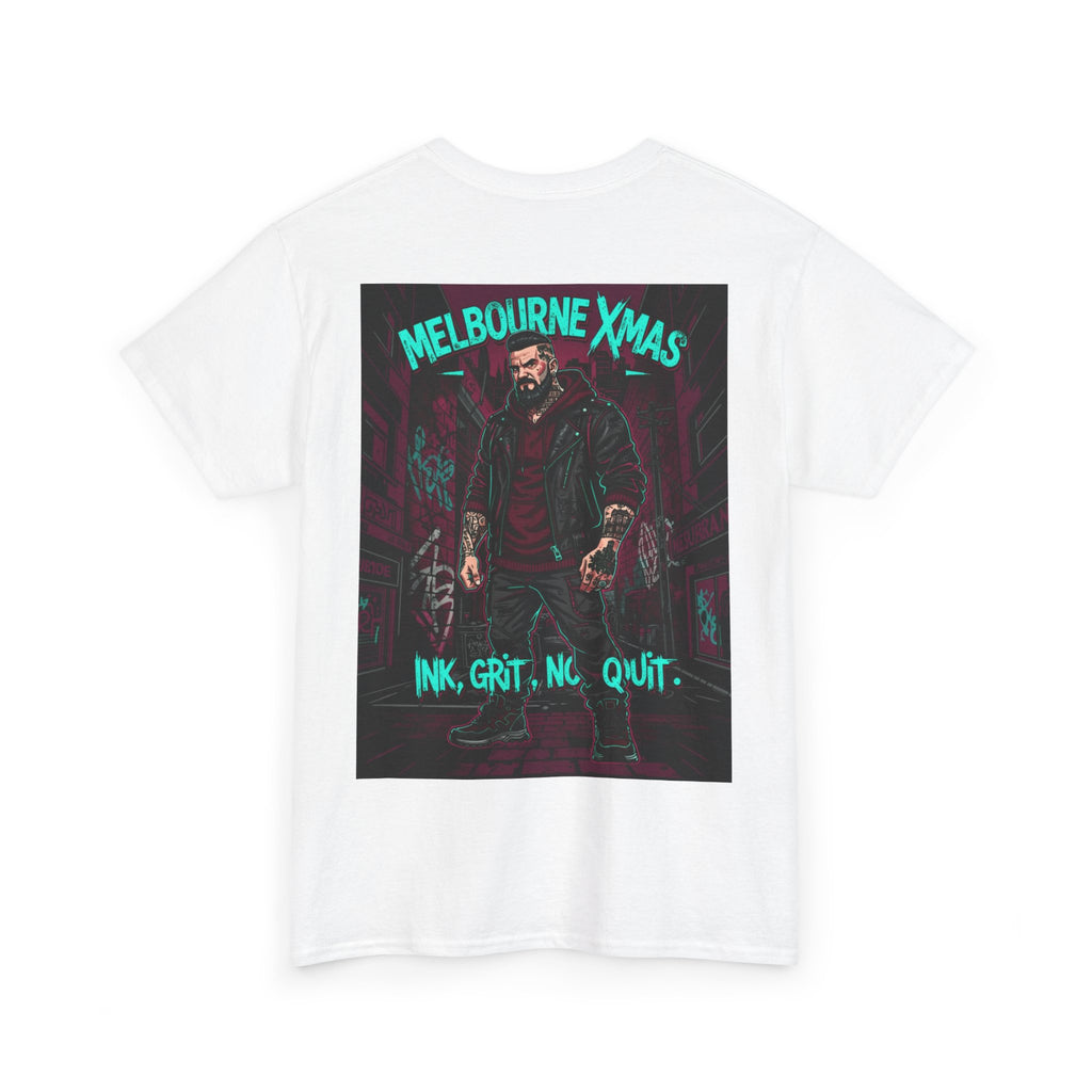 Melbourne Xmas Tee — 'Ink, Grit, No Quit' Graphic