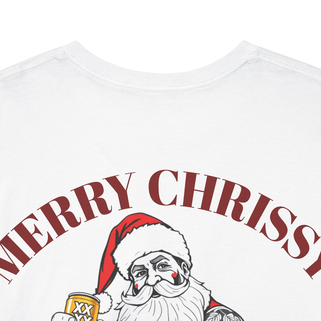Merry Chrissy Queensland Tee – Coastal Santa Beer Christmas T‑Shirt