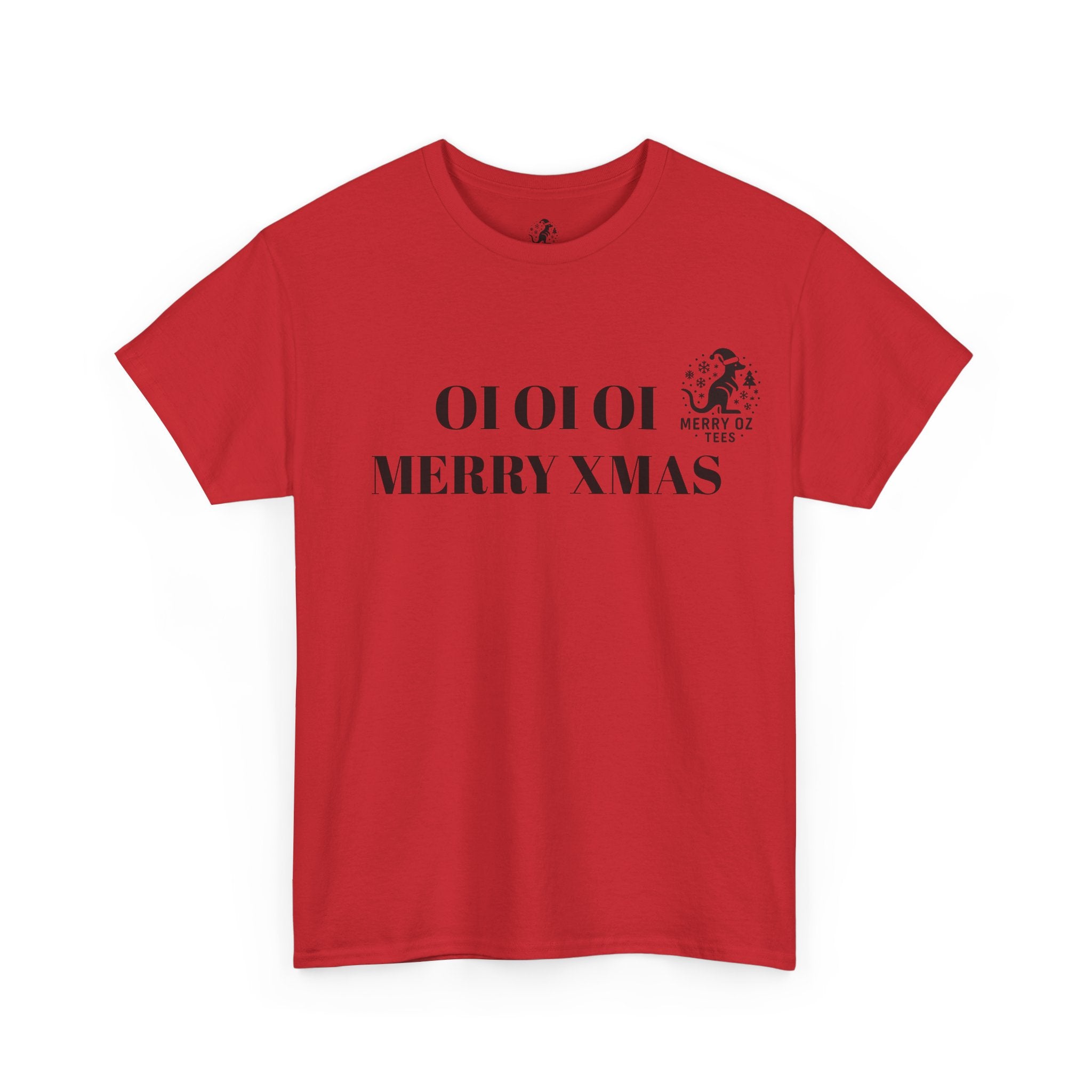Santa Dog Graphic Tee — 'OI OI OI MERRY XMAS' Holiday T-Shirt