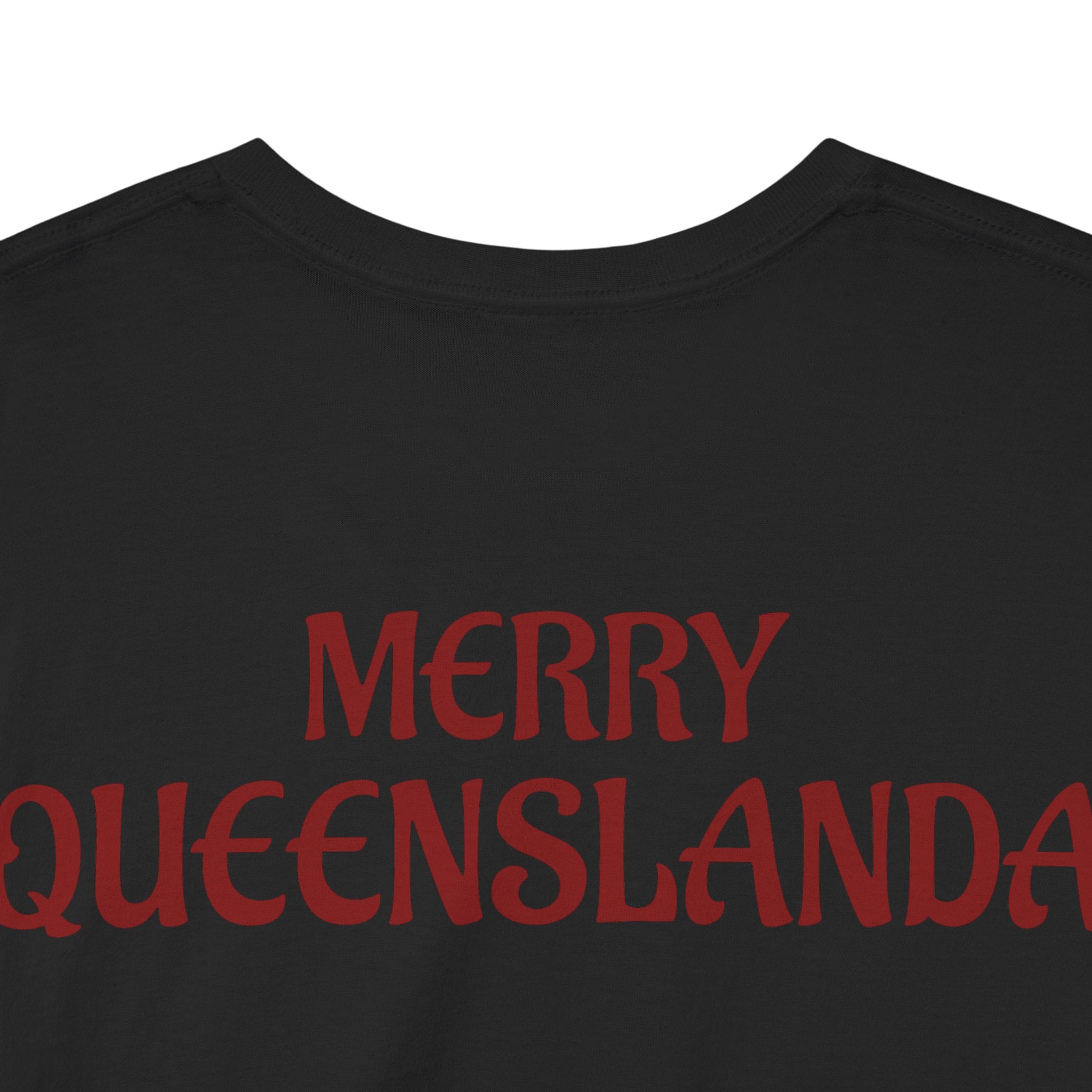 Muscular Santa Beer T‑Shirt — "Merry Queenslanda" Christmas Tee