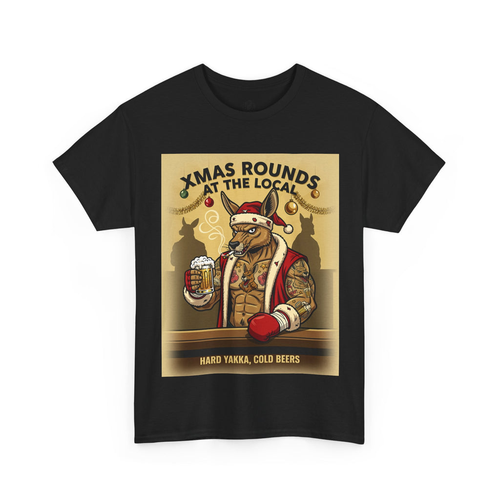 Christmas Pub Tee — "Xmas Rounds at the Local" Beer Santa T-Shirt