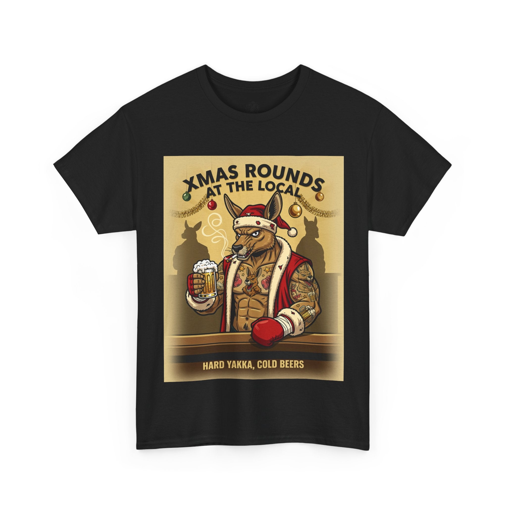 Christmas Pub Tee — "Xmas Rounds at the Local" Beer Santa T-Shirt