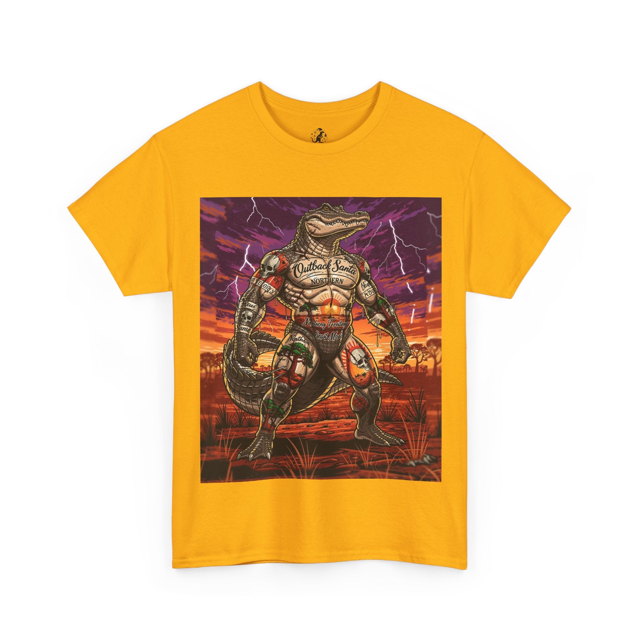 Crocodile Warrior from the N.T Graphic Tee — Retro Sunset Monster
