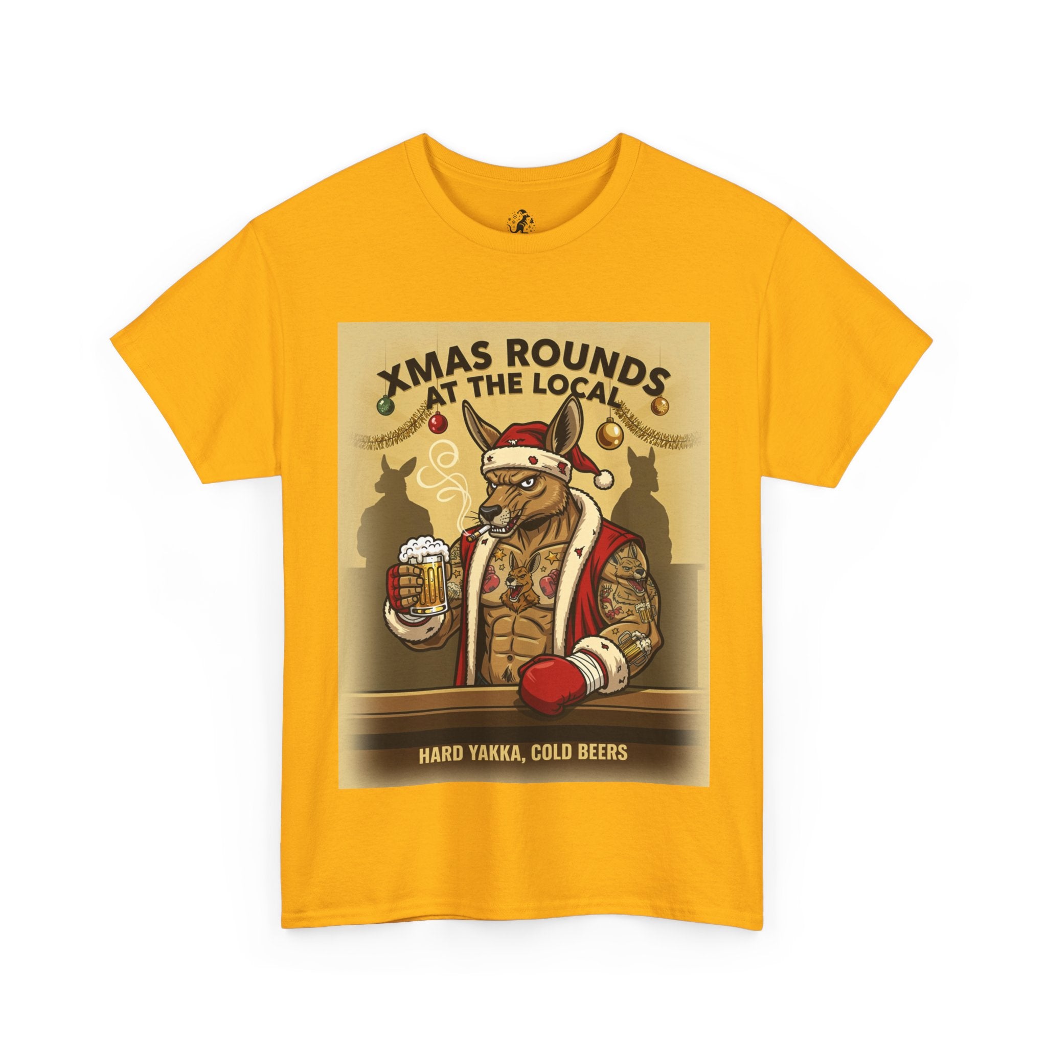 Christmas Pub Tee — "Xmas Rounds at the Local" Beer Santa T-Shirt