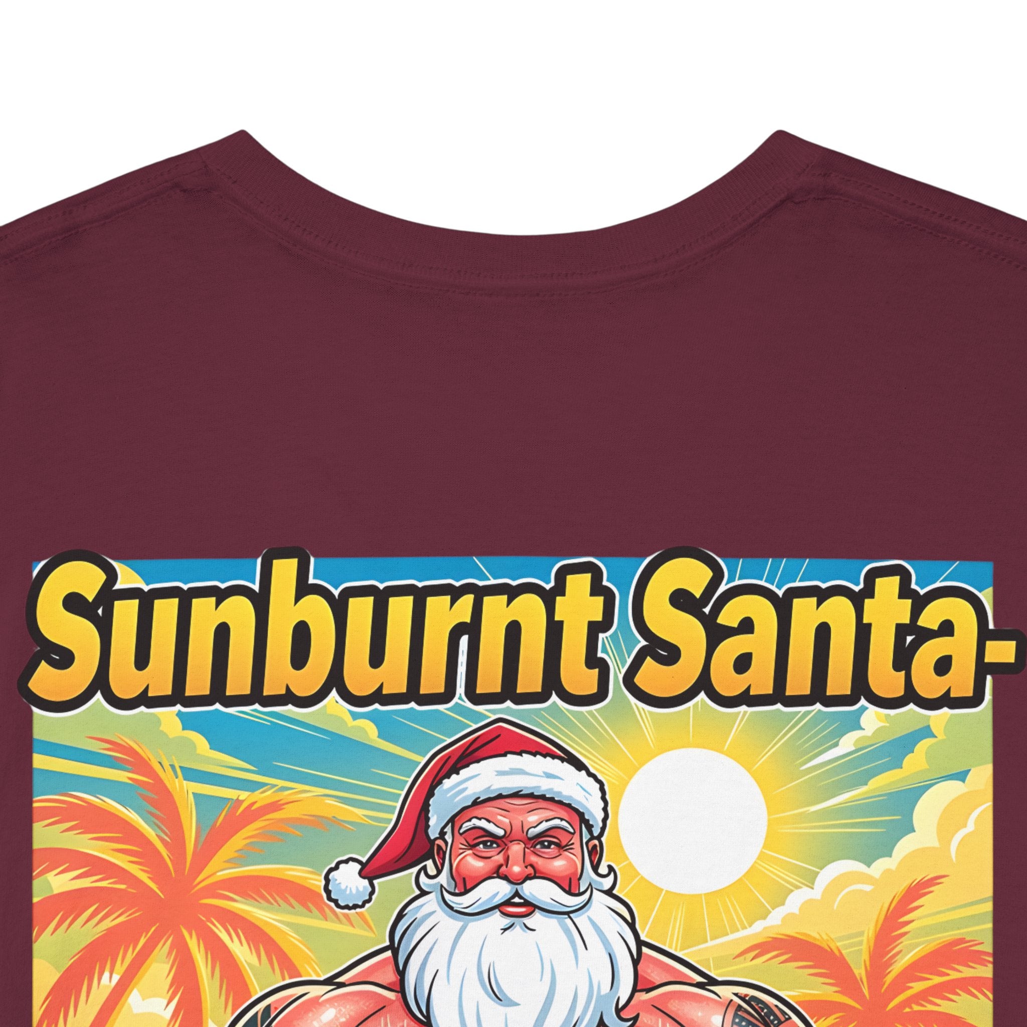 Sunburnt Santa Tee — 'Sunburnt Santa QLD Heat Only' Funny Beach Christmas T-Shirt