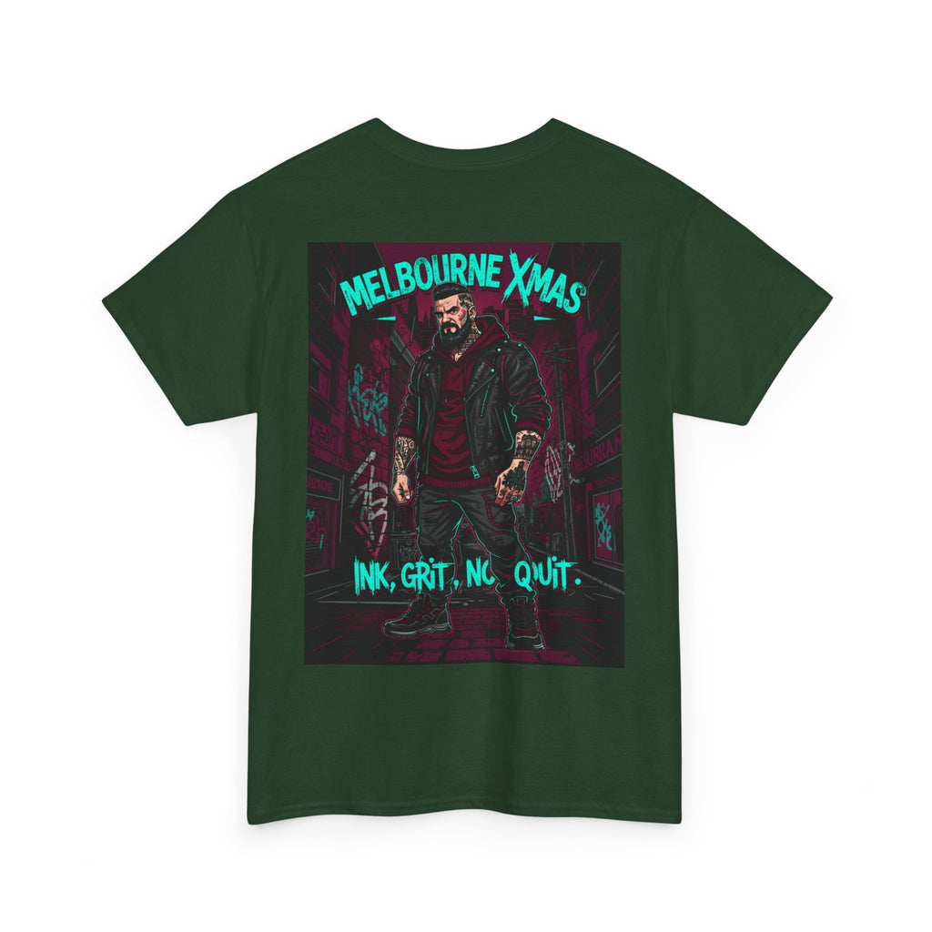 Melbourne Xmas Tee — 'Ink, Grit, No Quit' Graphic