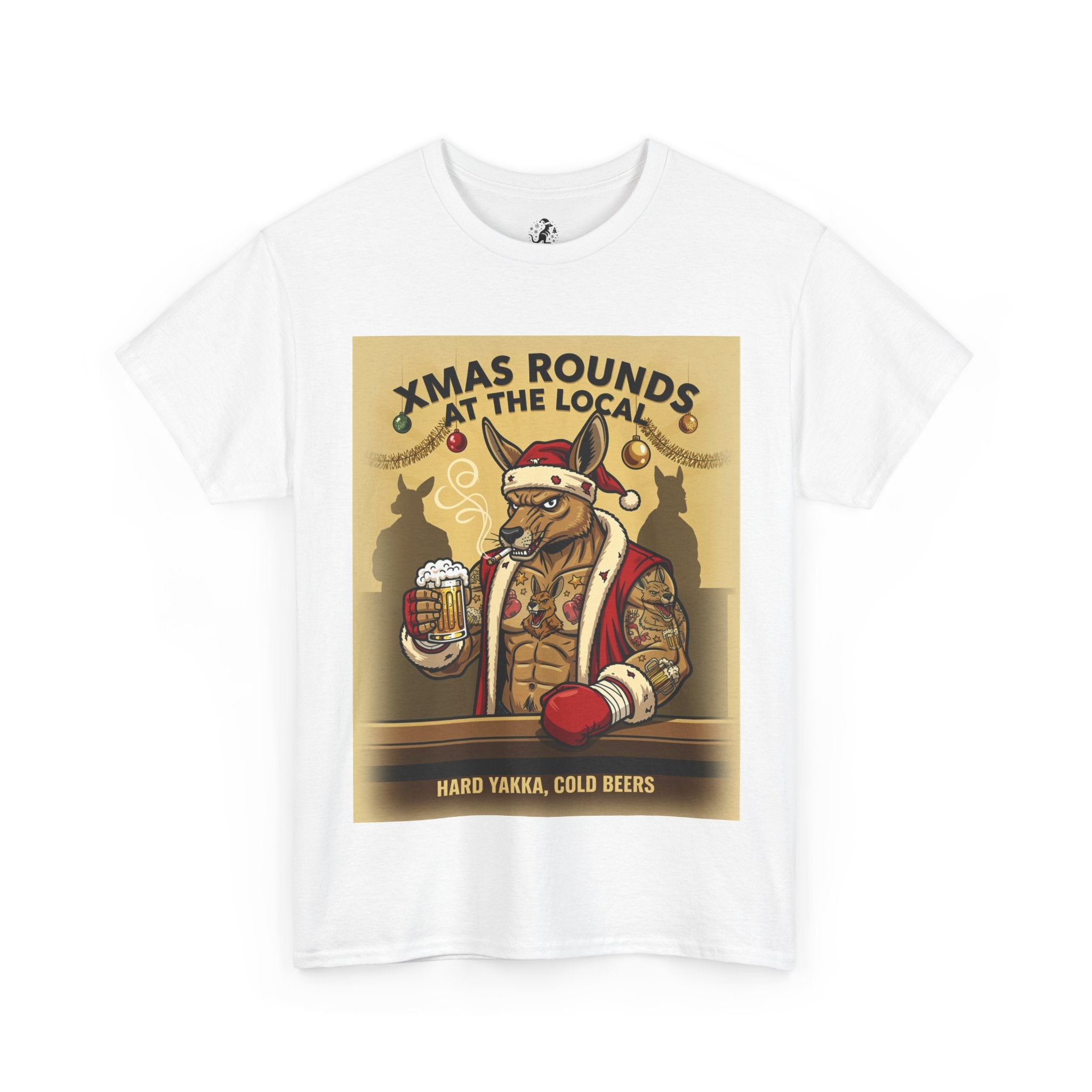 Christmas Pub Tee — "Xmas Rounds at the Local" Beer Santa T-Shirt
