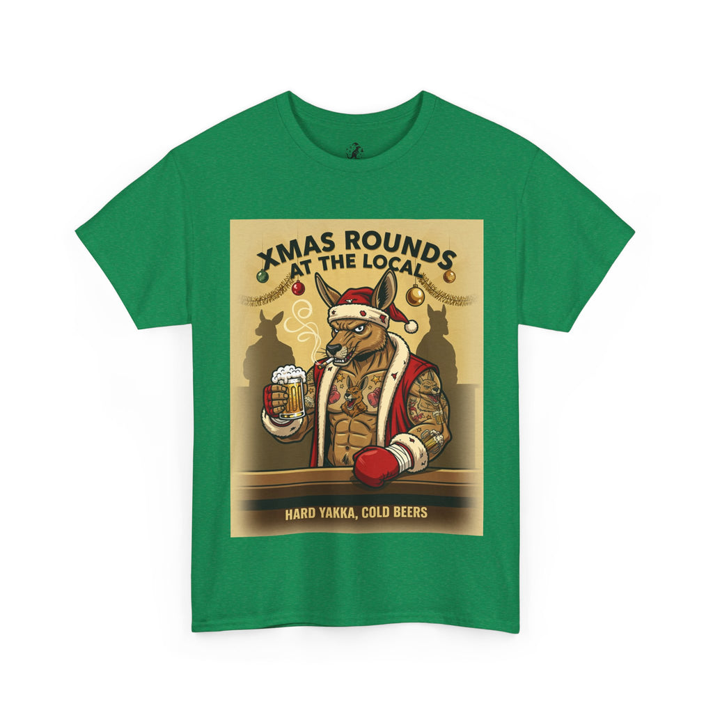 Christmas Pub Tee — "Xmas Rounds at the Local" Beer Santa T-Shirt